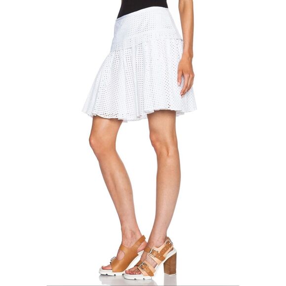 Rag & Bone Lakewood Eyelet Tiered Mini Skirt in White Size 4 - Picture 3 of 12